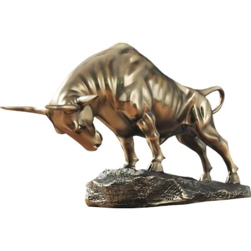 Handmade Wild Ox Sculpture Resin Bull Statue Wildlife Ornament Home Decor Handcraft Furnishing Office Decor Business Present
