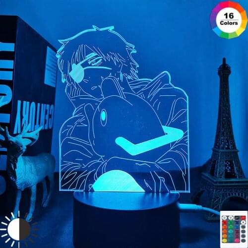 Anime Chainsaw Man Led Light for Bedroom Decorative Night Light Children Birthday Gift Manga Chainsaw Man 3d Lamp Bedside