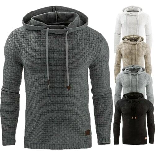 Mens Jacquard Hoodies Casual Mens Solid Long Sleeve Hooded Sweatshirts Sportswear Hoody Style Pullover Vetement Homme De Marque