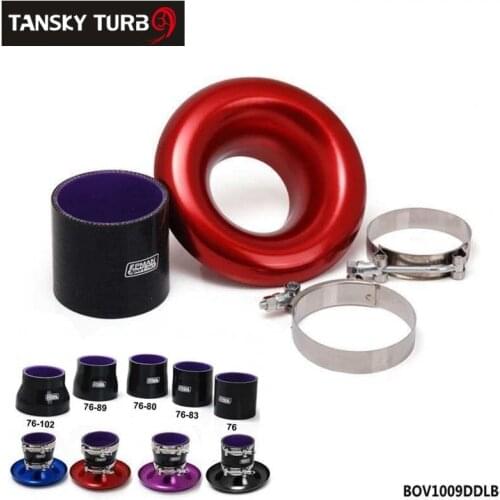 Jdm Universal Aluminum Intake Inlet Velocity Stack + Clamps+Silicone hose TK-BOV1009DDLB-76