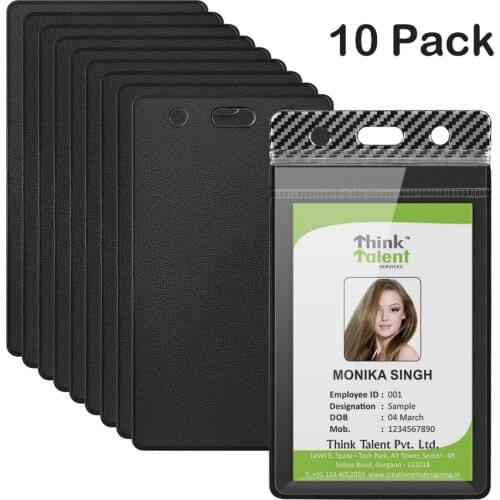 10pack clear Vertical Card ID Badges Protector Name Tag Badge Lanyard Holder Vaccination Record Waterproof Cover Business Case