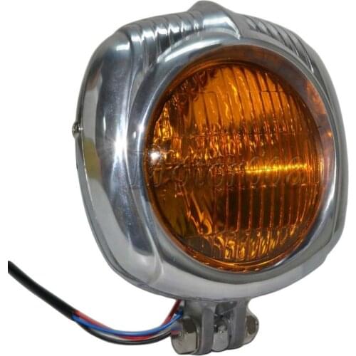 4-1/4" Motorcycle Vintage Polish Amber Orange Retro Sealed beam Headlight Head Light For Harley Chopper Bobber