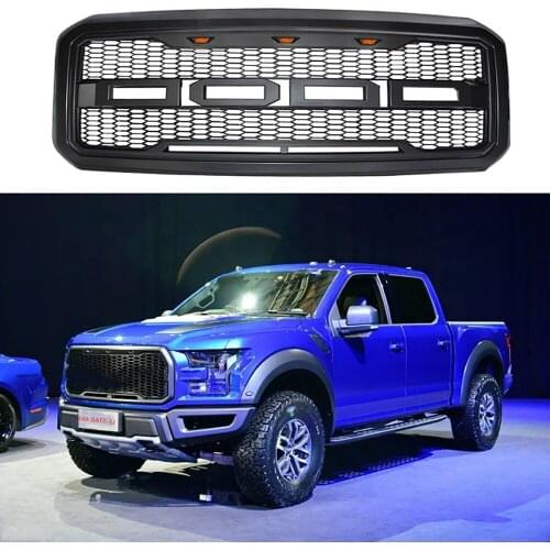 Off-road 4X4 Modification Front Grille Whit LED Light Fit For 2009-2014 F150 Matte Black Raptor Style Racing Grills Auto Parts