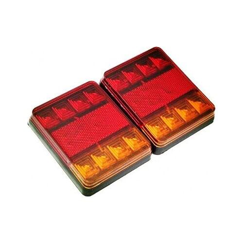 2Pcs 8 LEDS Car Truck Rear Tail Light Warning Lights Rear Lamps Waterproof Tailights Rear Parts for Trailer Truck Boat DC 12V