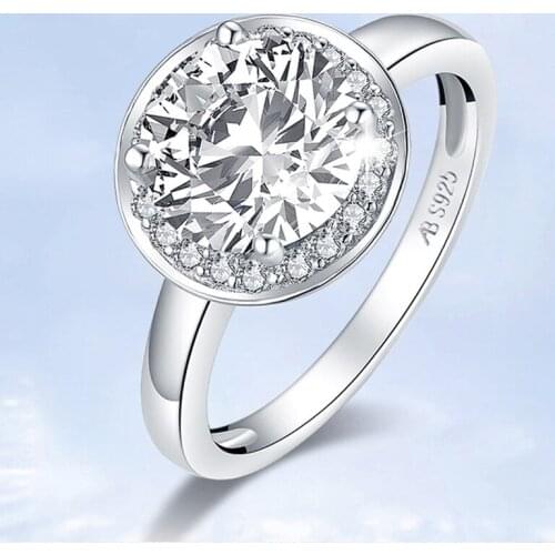 Classic 100% 925 Sterling Silver Created 2.65 Carats Round Wedding Rings For Women Pass Diamond Test Party Fine Jewelry Gift