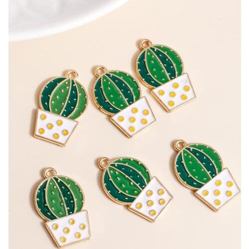 10pcs/lot 15*25mm Enamel Cactus Charms for Jewelry Making Handmade Prickly Plant Charms DIY Pendants Earrings Necklaces Findings