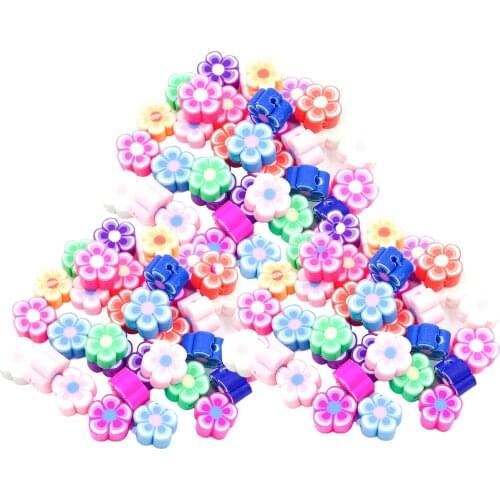 100 Pcs Flower Beads Polymer Clay Beads for Jewelry Making Bracelet DIY Necklace Chirld Phone Straps