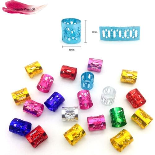 100Pcs Silver Golden Hair Beads For Dreadlocks Hair Braid Tubes Cuffs Beads 8MM Adjustable Dreadlock Bead Clip Kids Women