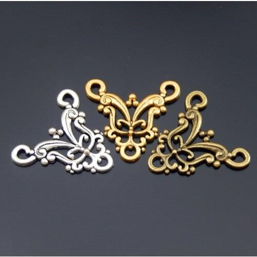 Top 15pcs/lot Mix Alloy Vintage Hollow Style Man Women Bracelet Necklace Pendant Connector 22*20mm Charms Jewelry Fine GR-723