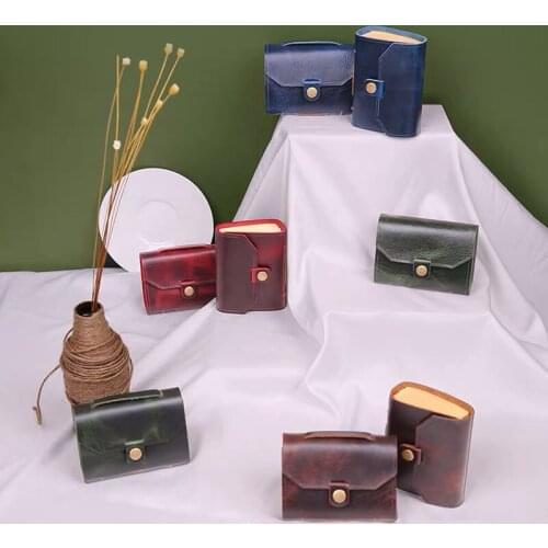 160 Sheets Mini Pocket Genuine Leather Handmade 100g Kraft Paper Sketch Book DIY Journal Travel Notebook Easy To Carry