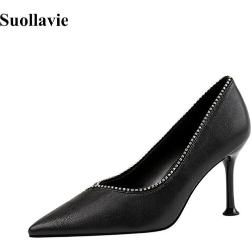 2020 Spring Winter Women Shoes уют bayan ayakkabi topuklu OL Office Ladies Shoes Black Pumps High Thin Heels Red Size 34-40