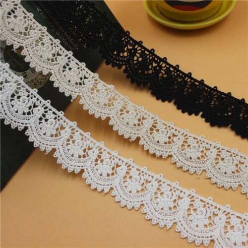 5yds/pack 3cm White/Beige/Black Water Souble Cotton Lace Trimming Flower Embroidery Lace DIY Handmade Accessory Z644