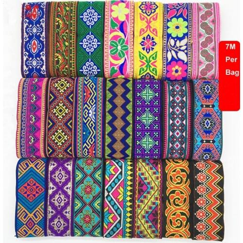 7M/Bag 5CM Mix Color Retro Grosgrain Ribbon DIY Handmade Supplies Woven Webbing Clothing Shoes Decorative Accessories HB191