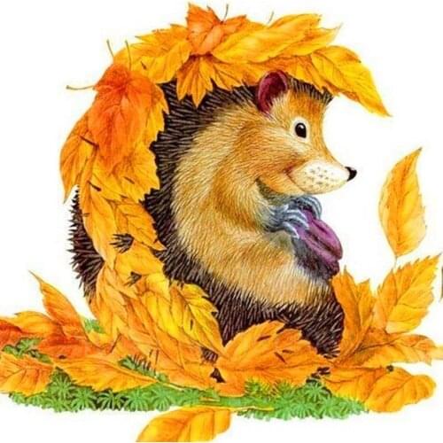 Diy Diamond Painting Cross Stitch Hedgehogs Of The Leaves Diamond Mosaic Full Diamond Embroidery Rhinestone Gift Decoration Kits