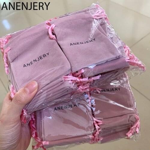 ANENJERY Upscale 1000 pcs customize logo 7x9cm Jewelry Packing Velvet Drawstring bags & Pouches, Gift bag