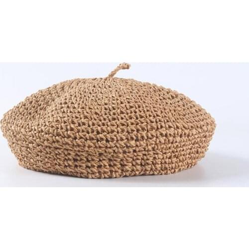 2021 New Handmade Women Berets Female Straw Hats For Spring Autumn Girl Flat Cap Knit Black Beret Gifts For Woman Wholesale