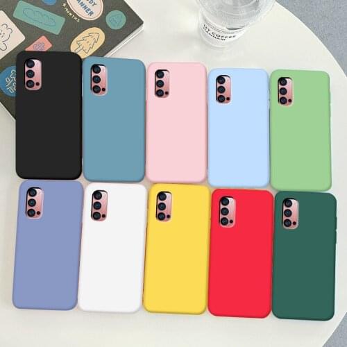 For OPPO Reno 4 Pro Case Soft TPU Silicone Simple Macaron Colors Candy Black Simple Phone Back Cover