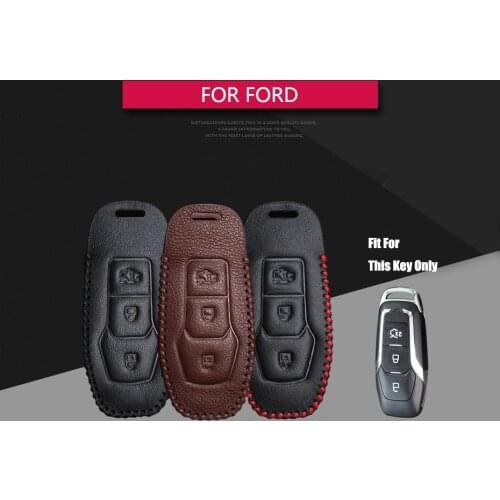 For Ford Mondeo 2013 Key Case Keychain Leather Remote Key Fob Cover For Ford Edge 2015 Mustang 3 4 MK3 MK4 smax cmax Explorer KA