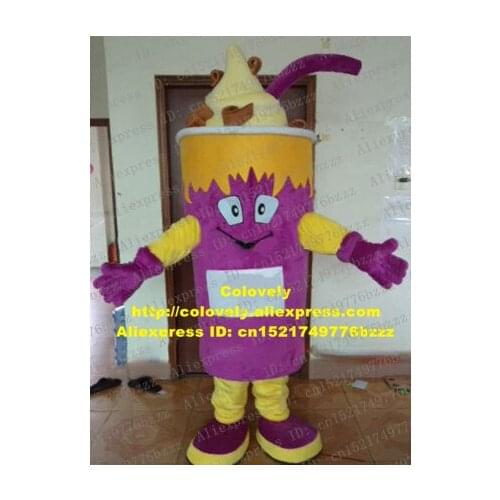 Purple Ice Cream Cone Ice-crefeel Ice-cremorning Mascot Costume Adult Yellow Corkscrew Spin Hair Purple Tubularis No.4385