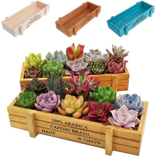 Garden Plant Pot Decorative Vintage Succulent Wooden Boxes Crates Rectangle Table Flower Pot Wood Flower Planter Plant Bed Box