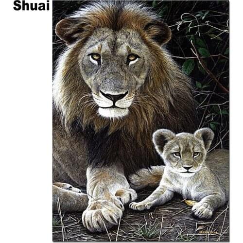 5d diy Diamond Painting lion 3d picture full square round diamond embroidery cubs Rhinestone animals for Home Decoration