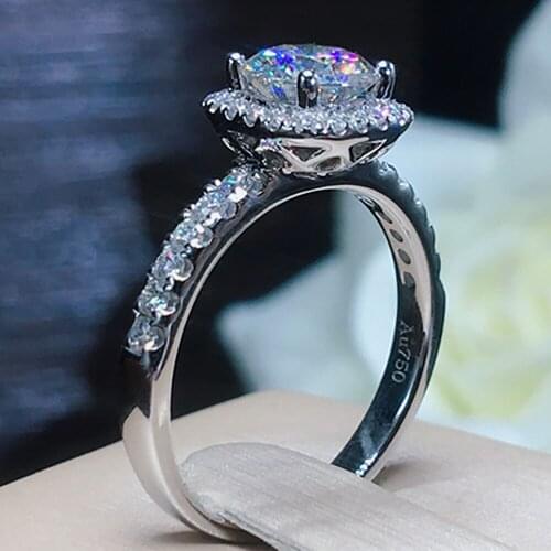 10K Au417 White Gold Women Wedding Party Engagement Ring 1 2 3 4 5 Carat Round Moissanite Diamond Ring Cushion Square Trendy