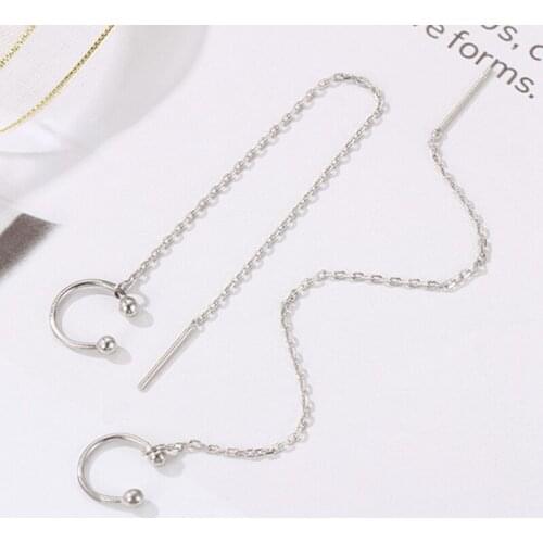 Korean Long Simple Tassel Ear Wire Long Fringed Sweet Temperament Personality C-shaped Fashion Female Earring
