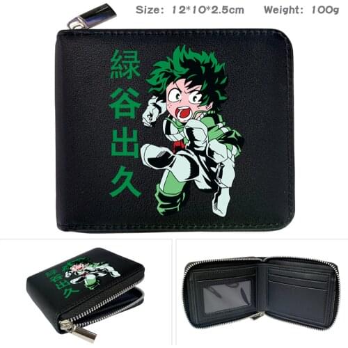 Anime My Hero Academia PU Short Casual Print Cartoon Zipper Coin Pocket Note Compartment Card Photo Holder Boys Girls Purse