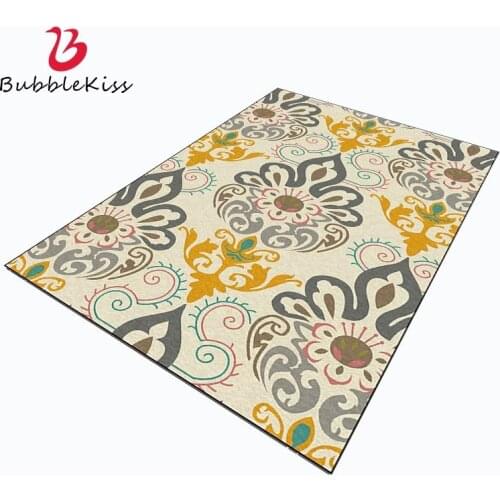 Bubble Kiss Luxury Carpet for Living Room Yellow Flower Pattern Customized Carpet Home Decor Non-Slip Bedroom Area Rug Soft
