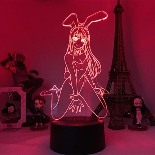 Bunny Girl Led Lamp Anime Waifu Mai Sakurajima Led Night Light for Bedroom Decor Mai Light Gift for Friend Sakurajima Anime Gift