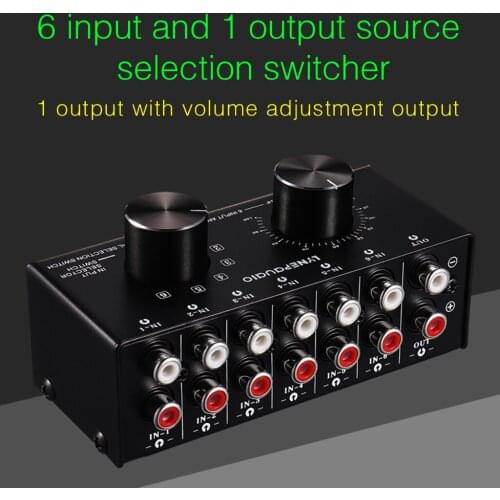 KYYSLB B016 6 In 1 Out Audio Source Signal Selection Switcher Headphone Speaker Switcher Output Volume Adjustment No Loss