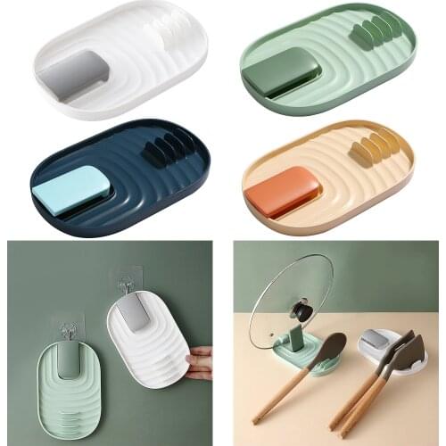 Multifunction Kitchen Pot Lid Rest Drip Pad Countertop Pantry Cookware Spoons Spatula Utensils Holder Rack Cooking Tools