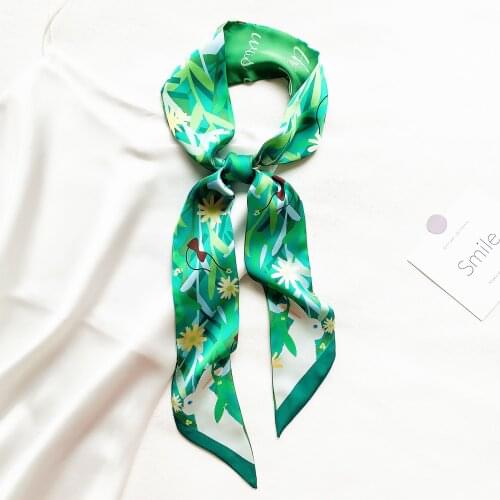 Fashion Hair Scarf Women Headband Luxury Small fresh Silk Scarf Bag Skinny Scarves Design Wrist Towel Foulard Neckerchief sjaal