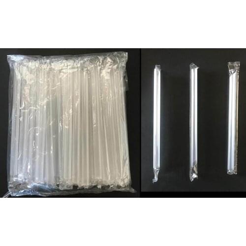 MONGKA 100 pcs Individual Wrapped Wide Fat Jumbo Boba Bubble Tea Smoothie Straws