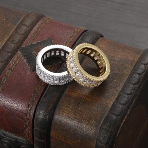 New Bling Bling Brass Ring AAA Zricon Micro pave with CZ Brass Hip Hop Jewelry R042