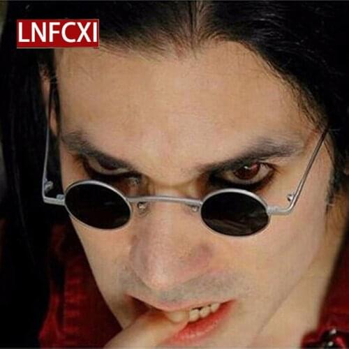 LNFCXI Retro Male Rock Punk Small Round Sunglasses Women Wide Bridge Super Small Frame Street Shooting Female Rock Glasses Men