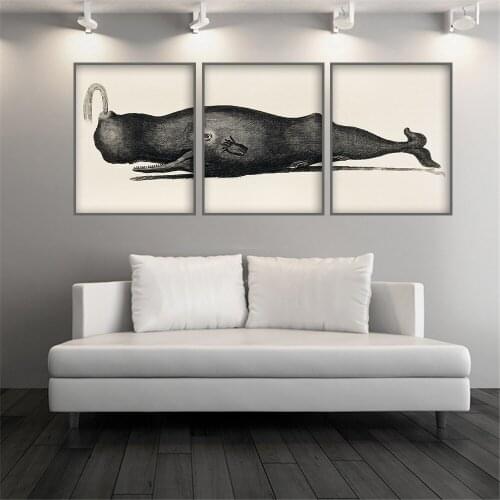 Print Bass Fishing Sperm Whale Vintage Poster Set Of 3 Whale Art Print Whale Triptych Bathroom Wall Art Wall Painting