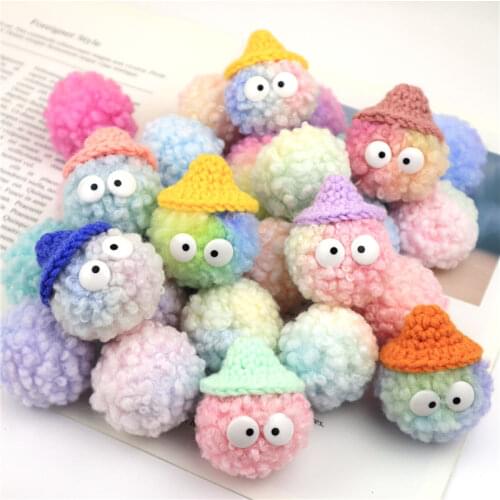 Gradient Color Pompoms Dust Elf Ball Mini Eye Pom Pom Ball Pompom for Hole Shoes Shoe Handmade Accessories DIY Craft Supplies