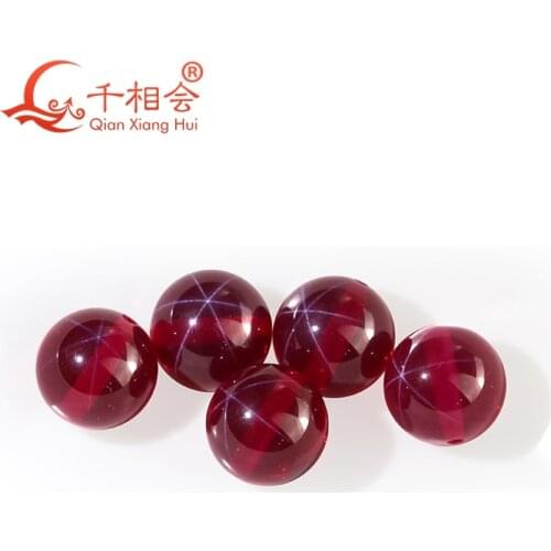 Transparent artificial star sapphire ruby red color sphere shape/ ball shape corundum with hole