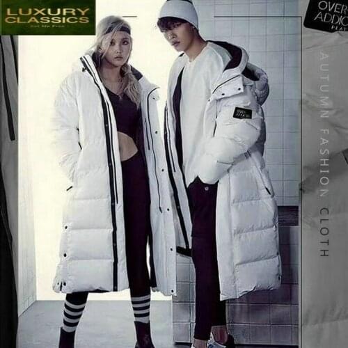 Down Jacket Hood Womens Thick Winter Down Coat Men Clothing 2021 Korean Warm Long Duck Down Jacket Fashion Outwear W1655