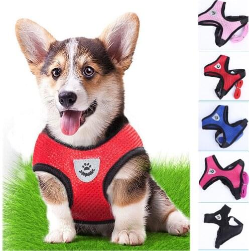 Adjustable Cat Dog Harness Vest Walking Lead Leash For Puppy Dogs Collar Polyester Mesh Harness For Small Medium Dog Cat Pet
