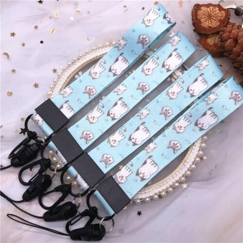 Cute Cartoon Kawaii Cat Lanyard Strap For Key ID Card USB Badge Holder DIY Hang Rope Mobile Phone Shell Hanging Lanyard Keychain