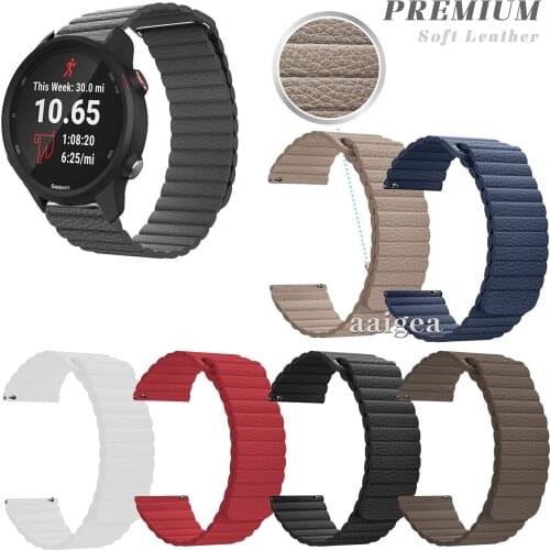 20mm 22mm Leather Loop Magnetic Band Strap For Garmin Forerunner 645 645M 245 245M for Garmin Venu Sq Replacement strap
