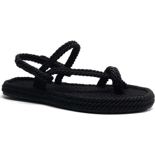 Pino Black Rope Sandals Mink Casual Shoes new fashion men women universal summer colorful product sea sun beach Flat Sandals