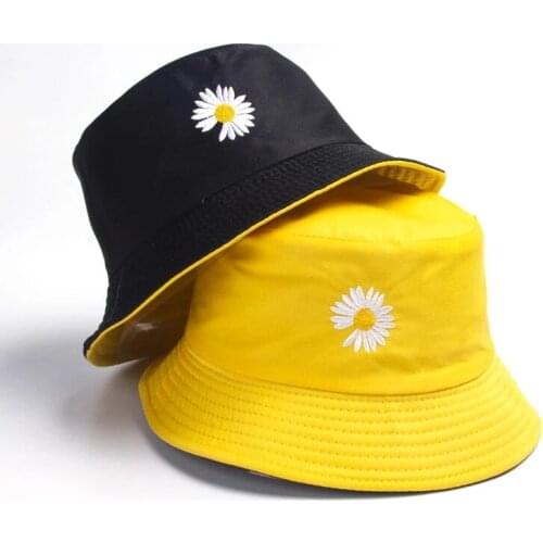 1pc Spring women Bucket fishing Hats Sunscreen sun cap Little daisies Double-sided wear Spring lady fisherman hat