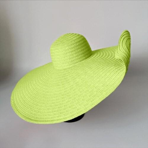 Women Hat 25cm Super Wide Brim Sun Protection Summer Solid Color All Match Beach Hat Fashion Beach Super Large Brim Hat Party