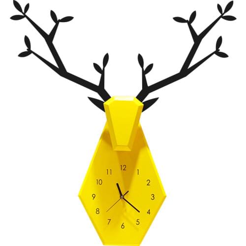 Nordic 3d Luxury Wall Clock Wood Large Deer Wall Watch Home Living Room Creative Ins Bedroom Silent Relogio De Parede Gift SC664