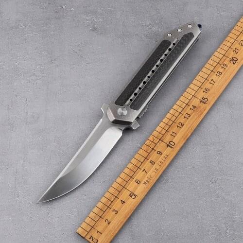 Outdoor folding tactical knife S35VN steel TC4 carbon fiber multi-function camping hiking self-defense hunting fruit knife