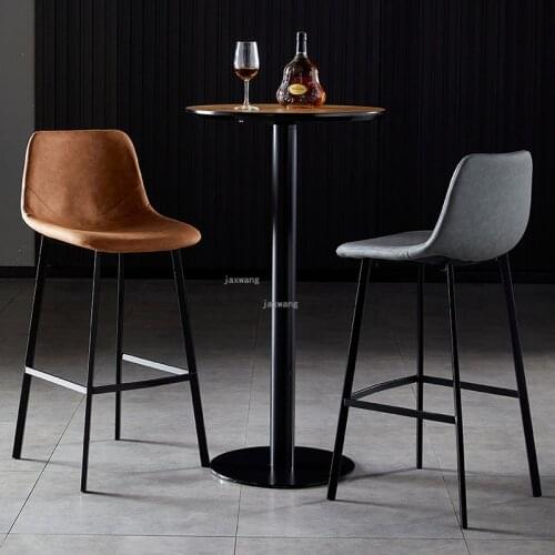 65/75cm Nordic Custom Backrest Bar Chair Light Luxury Leisure High Bar Stool Kitchen Furniture Restaurant Barstool Bar Chairs