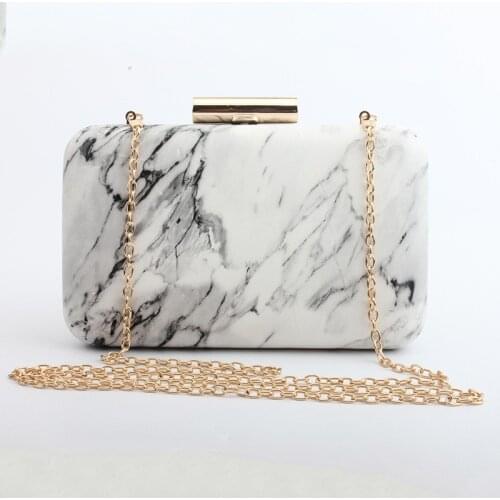 Women Pu Fashion New Leather Flap Shoulder Bag Vintage Marbling Printed Party Evening Bags Sling Chain Crossbody Small Bags